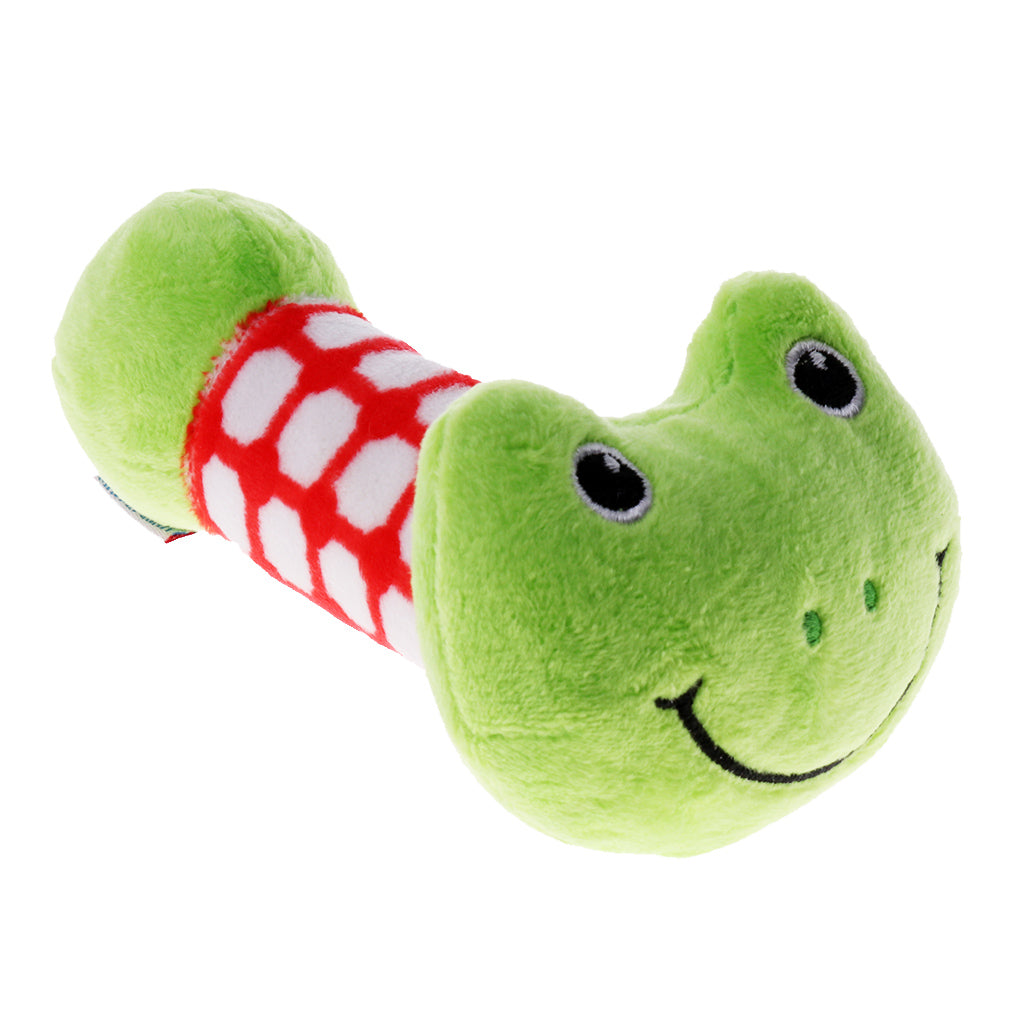 Cartoon Stuffed Animal Baby Soft Plush Hand Rattle Toy Infant green