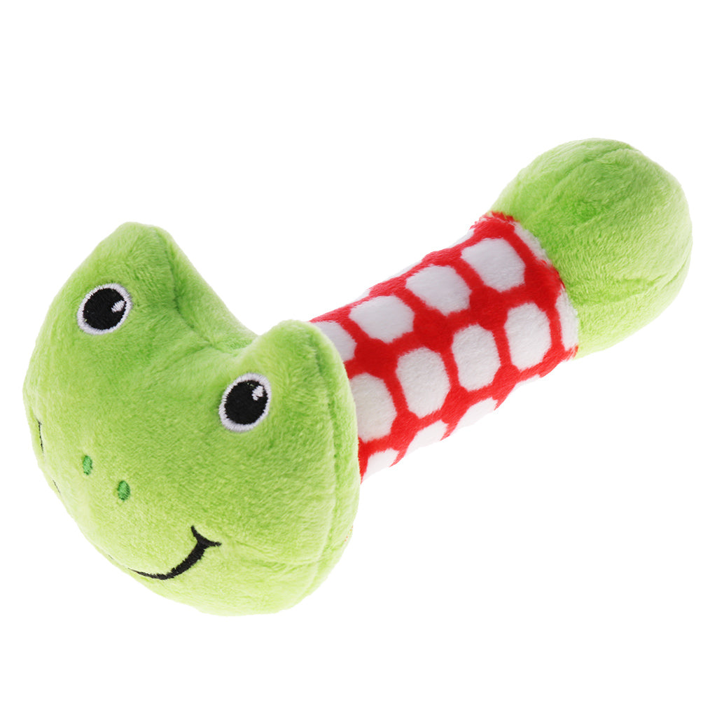 Cartoon Stuffed Animal Baby Soft Plush Hand Rattle Toy Infant green