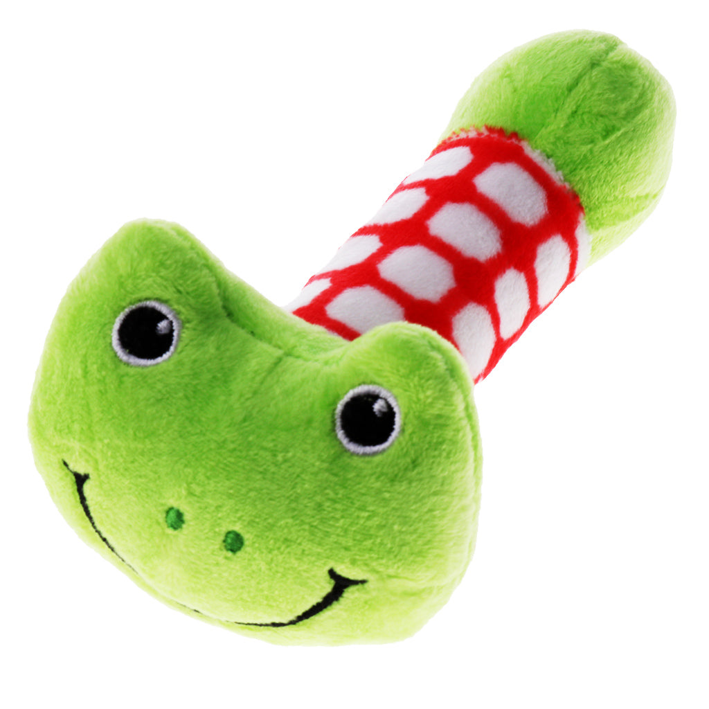 Cartoon Stuffed Animal Baby Soft Plush Hand Rattle Toy Infant green