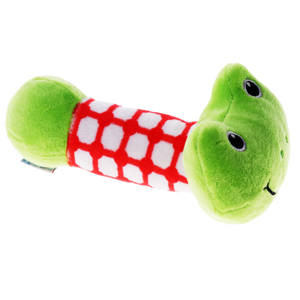 Cartoon Stuffed Animal Baby Soft Plush Hand Rattle Toy Infant green