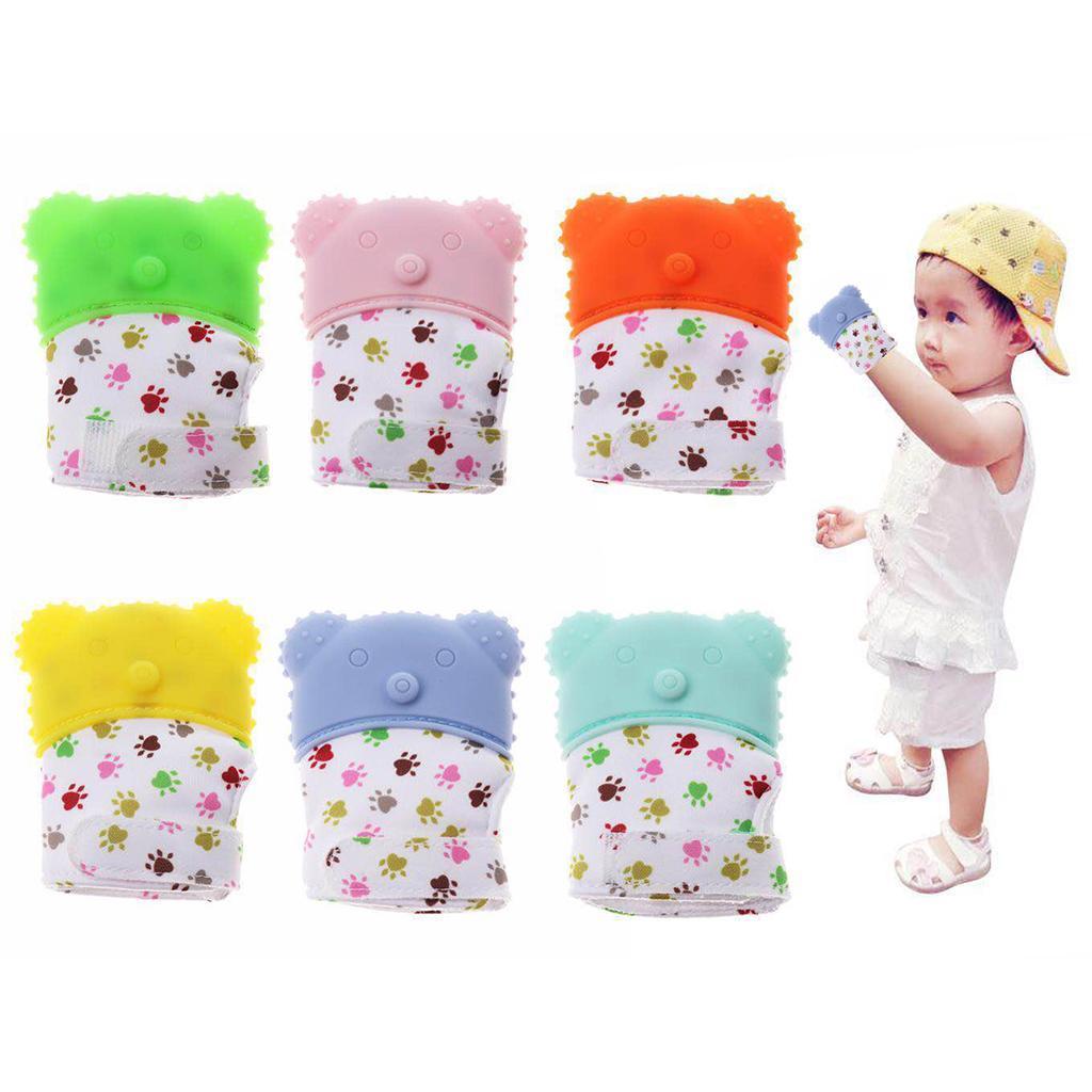 Baby Teething Mitten Silicone Mitt Bite Training Glove Teether Light green
