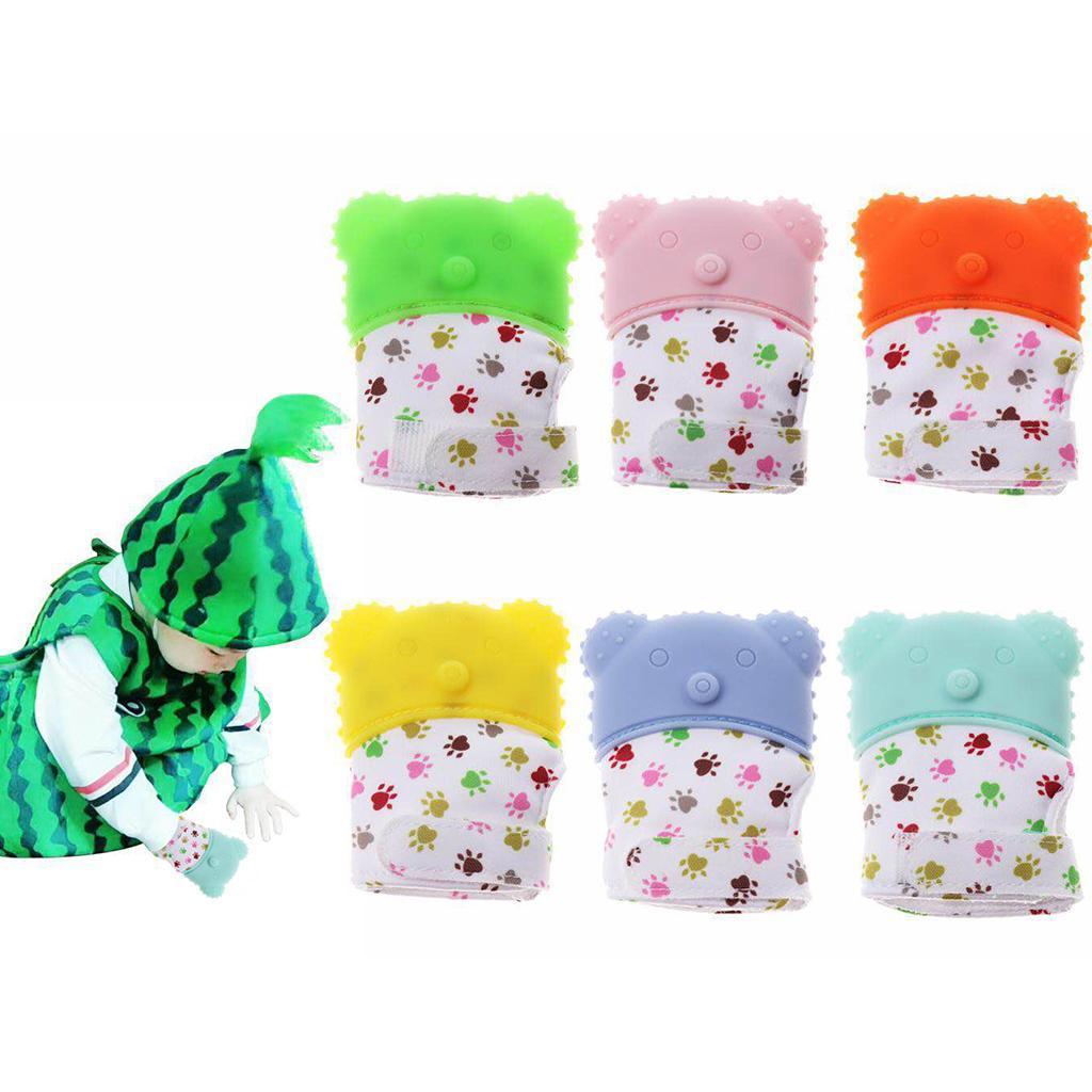 Baby Teething Mitten Silicone Mitt Bite Training Glove Teether Light green