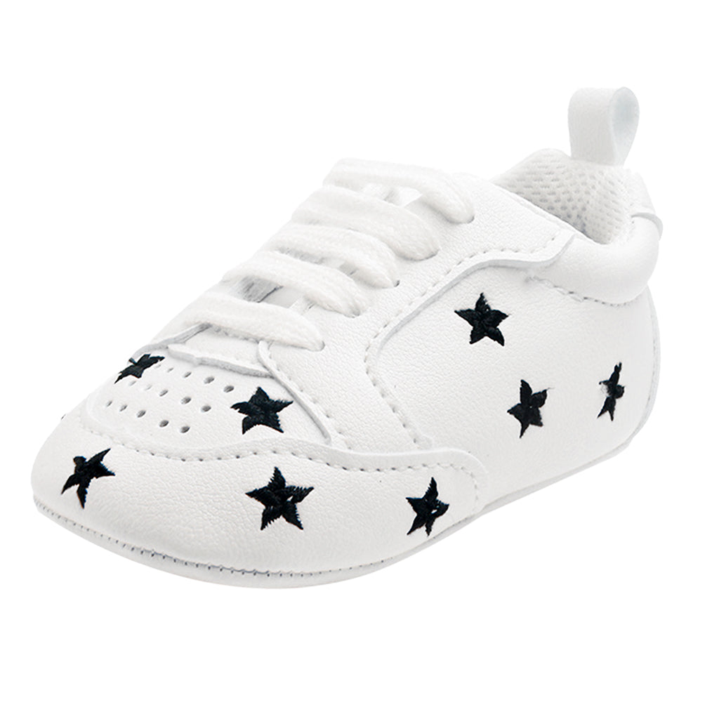 Baby Infant Kids Soft Sole Sports Wave Shoes 0-6 Months Black star