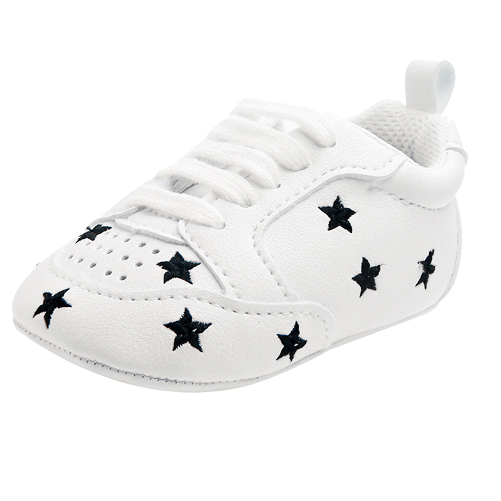 Baby Infant Kids Soft Sole Sports Wave Shoes 0-6 Months Black star