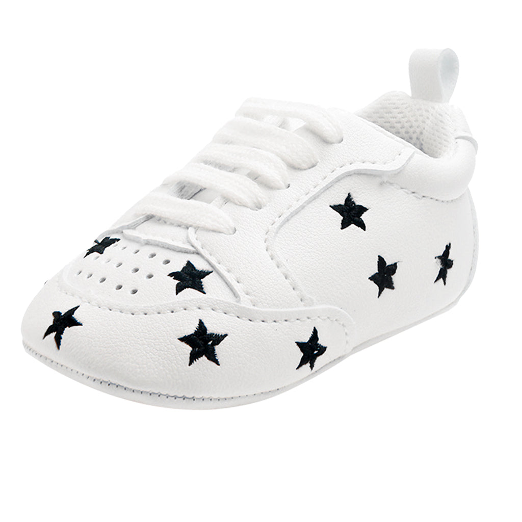 Baby Infant Kids Soft Sole Sports Wave Shoes 0-6 Months Black star