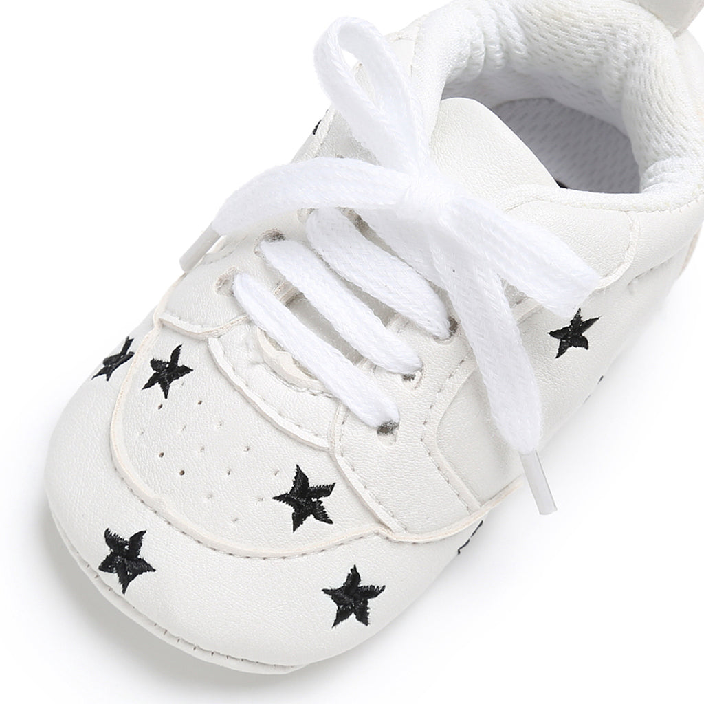 Baby Infant Kids Soft Sole Sports Wave Shoes 0-6 Months Black star