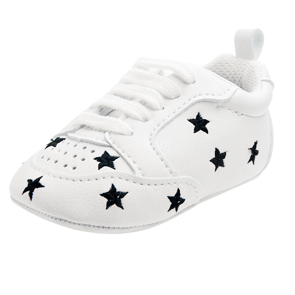 Baby Infant Kids Soft Sole Sports Wave Shoes 0-6 Months Black star