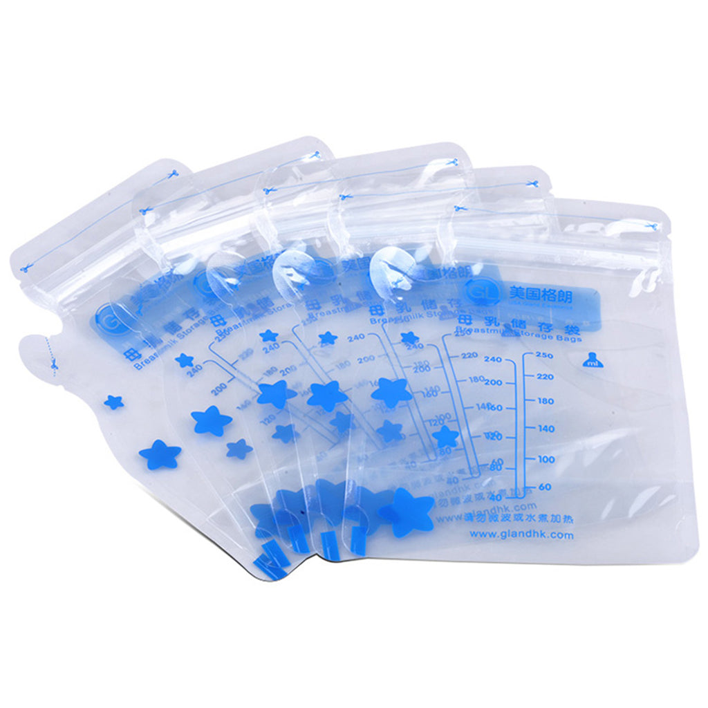 Breast Milk Storage Freezer Fresh Sealing Leakproof Bags 40pcs  250 ml blue