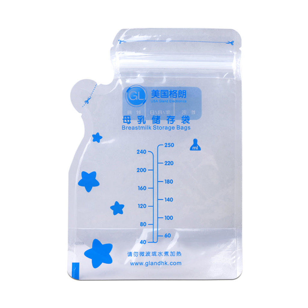 Breast Milk Storage Freezer Fresh Sealing Leakproof Bags 40pcs  250 ml blue