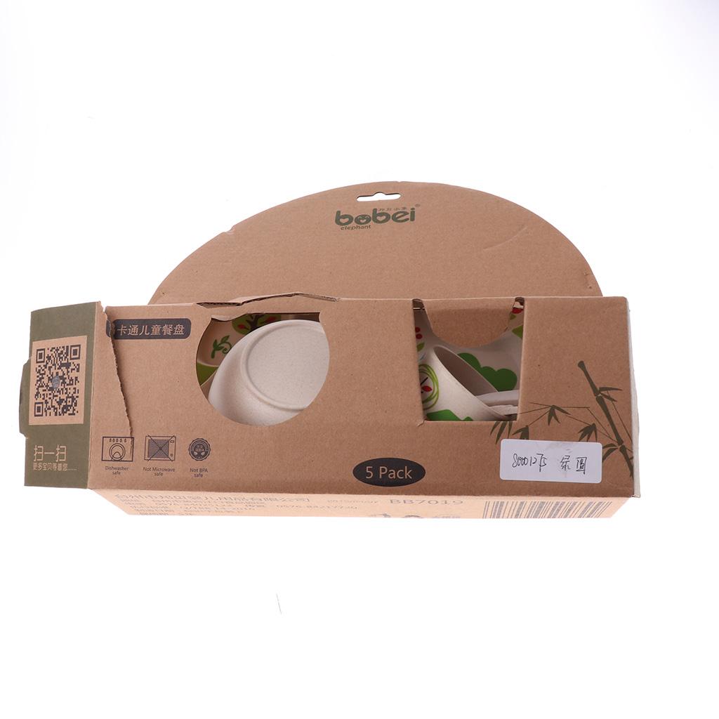 Bamboo Baby Tableware Bowl Cup Plate 5pc/set Cartoon Tableware Green 2