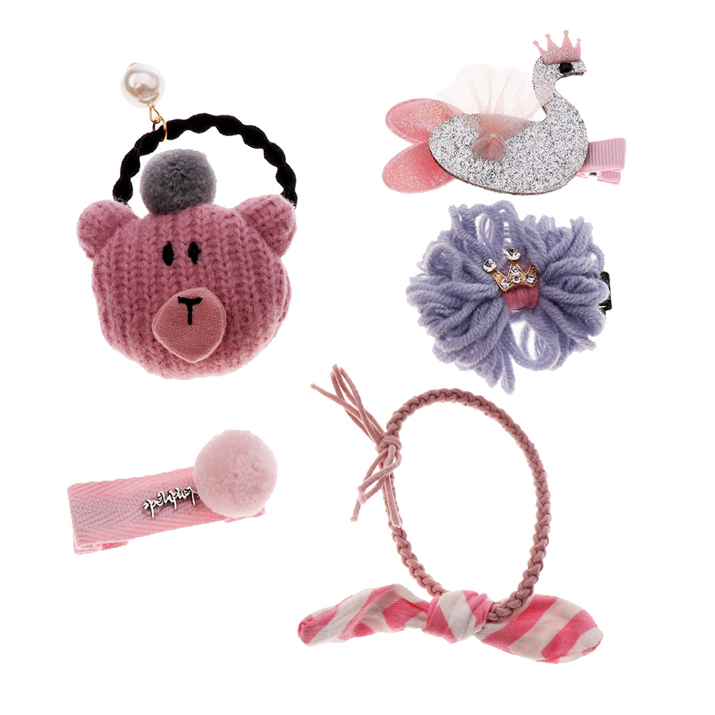 Hair Clip Hairpin Baby Girls Kids Barrette Rope Sides Accessories Pink bear