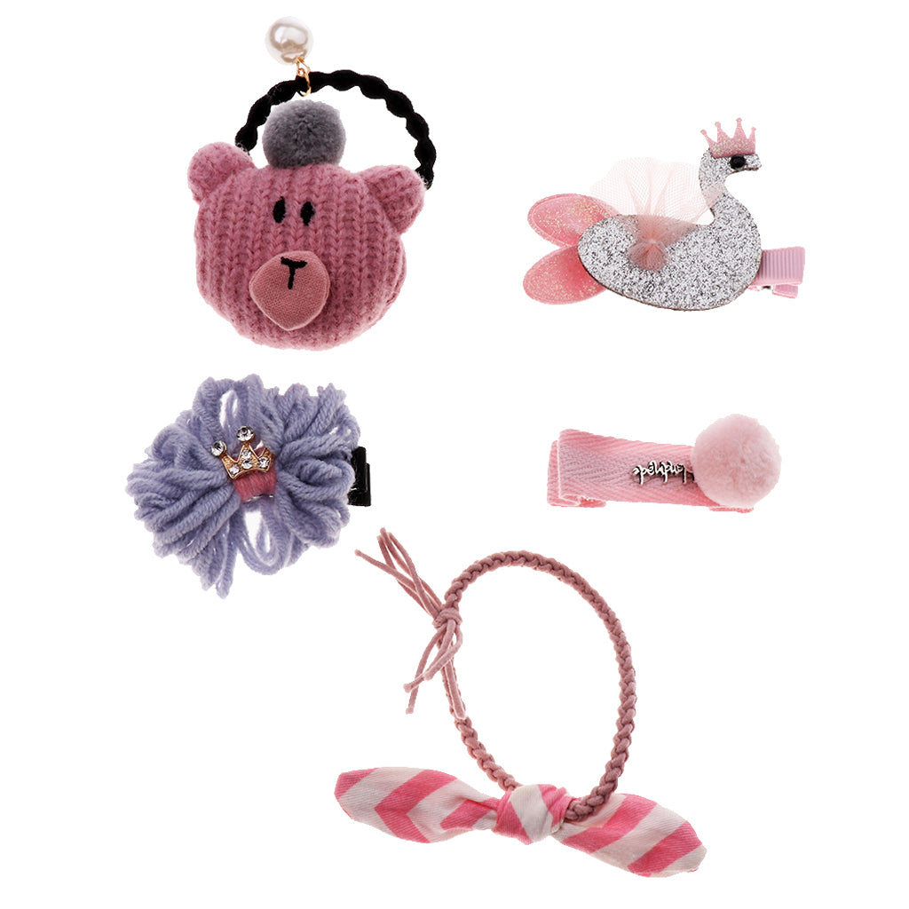 Hair Clip Hairpin Baby Girls Kids Barrette Rope Sides Accessories Pink bear