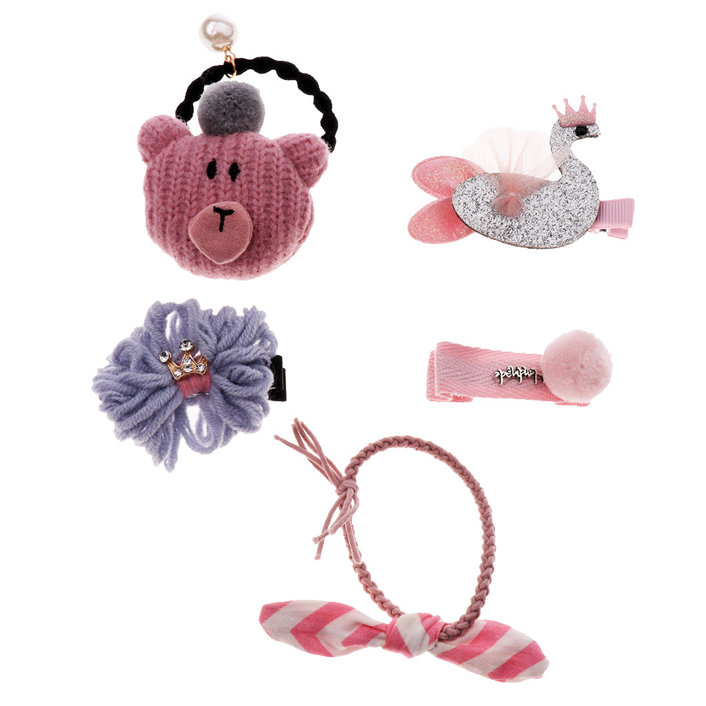 Hair Clip Hairpin Baby Girls Kids Barrette Rope Sides Accessories Pink bear