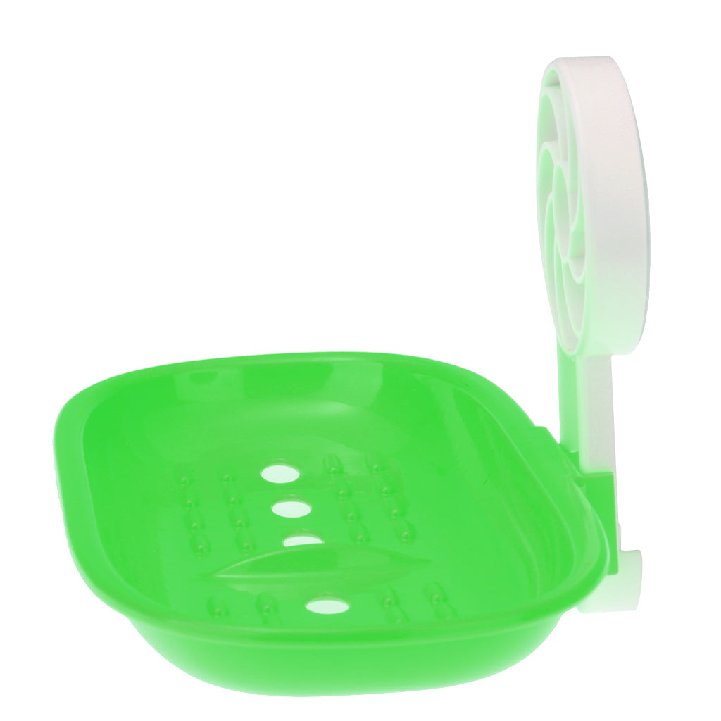Bathroom Shower Soap Dish Holder Self Adhesive Box Case Fast Draining Green