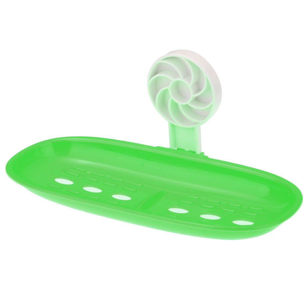 Bathroom Shower Soap Dish Holder Self Adhesive Box Case Fast Draining Green