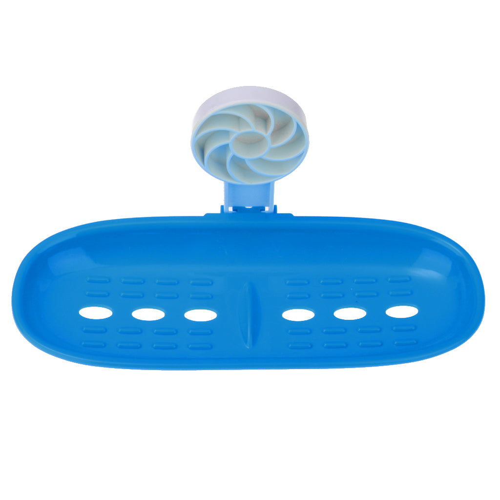 Bathroom Shower Soap Dish Holder Self Adhesive Box Case Fast Draining Blue