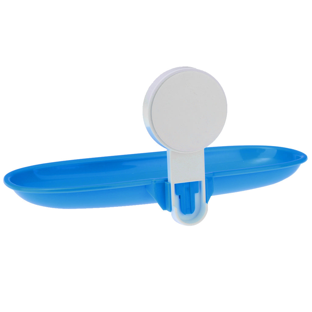 Bathroom Shower Soap Dish Holder Self Adhesive Box Case Fast Draining Blue