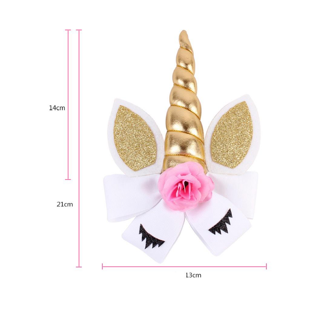 Children Party Spiral Unicorn Shiny Flower Unicorn Hair Clip Golden