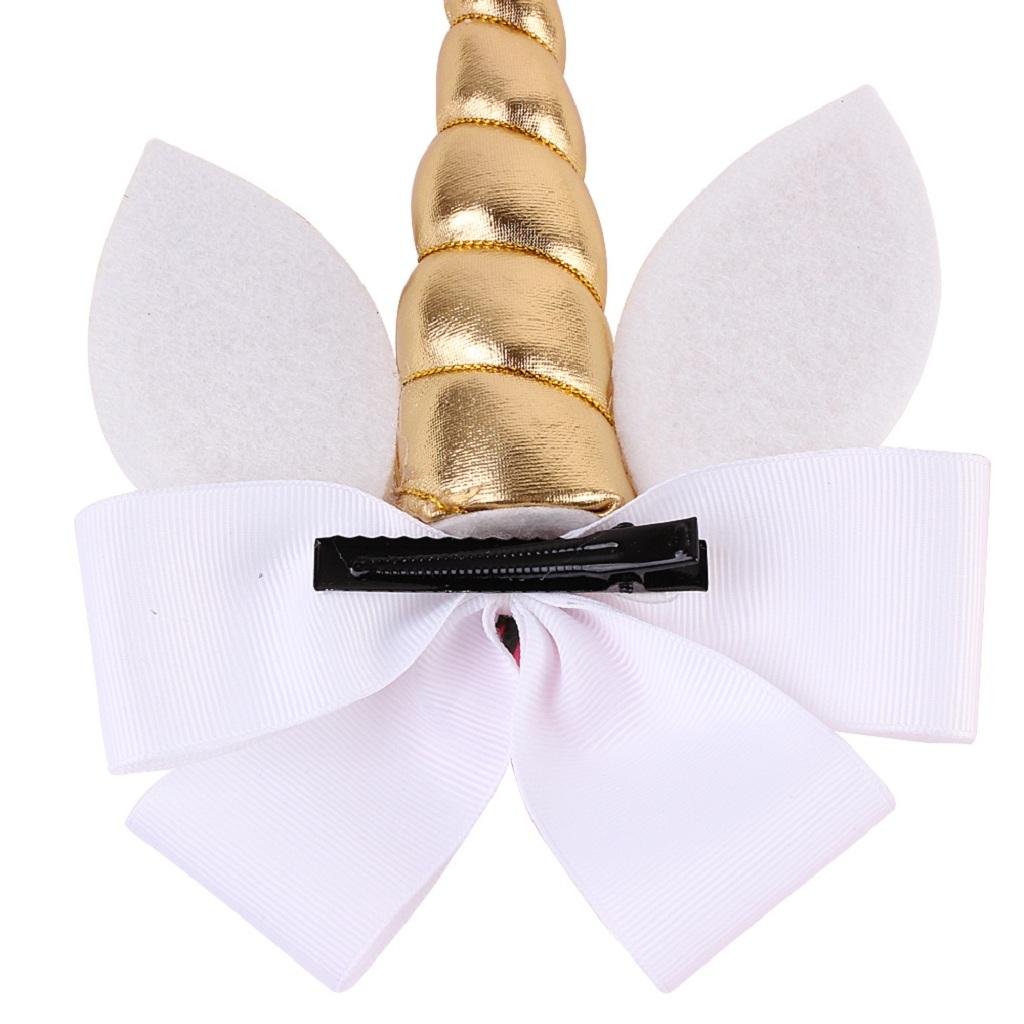 Children Party Spiral Unicorn Shiny Flower Unicorn Hair Clip Golden