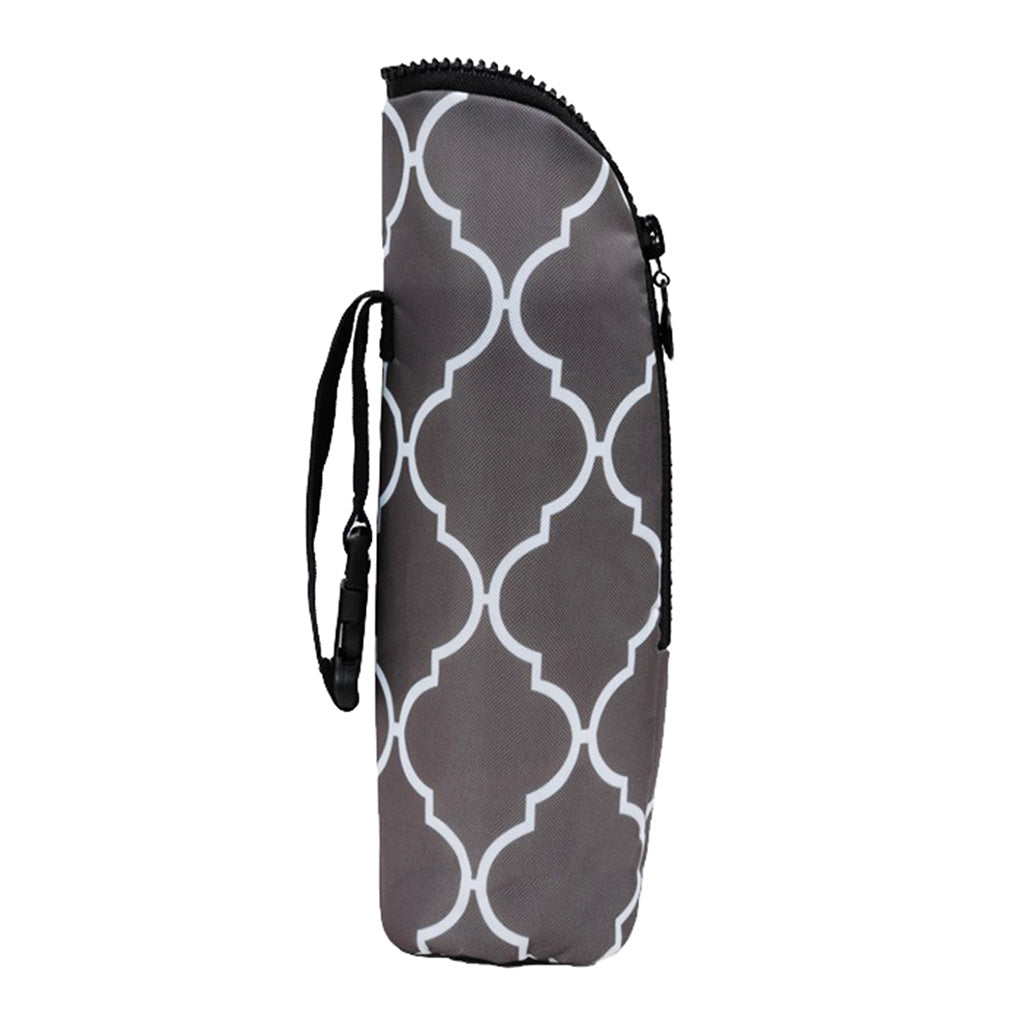 Baby Thermal Feeding Insulation Bottle Tote Stroller Hang Bags Gray Check