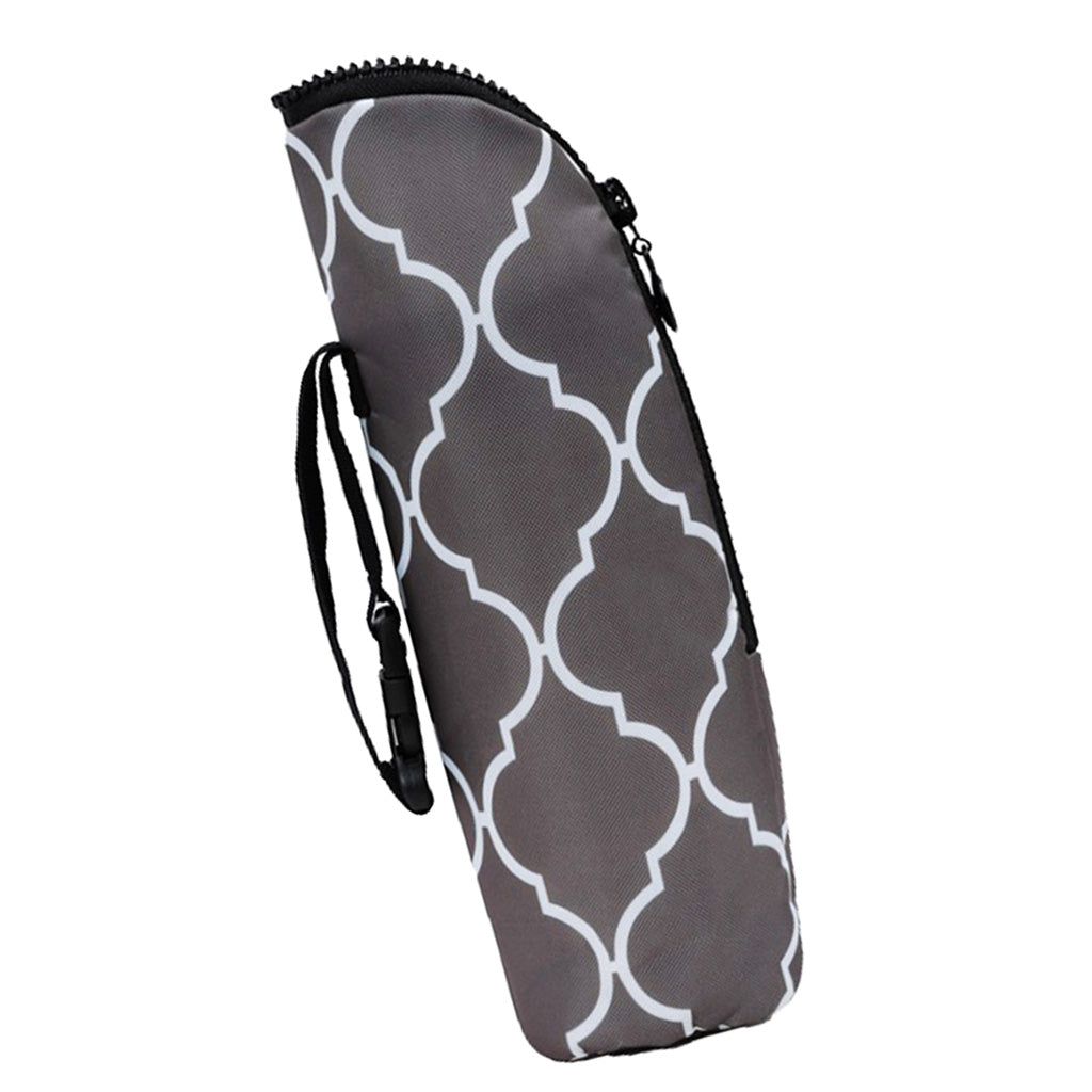 Baby Thermal Feeding Insulation Bottle Tote Stroller Hang Bags Gray Check