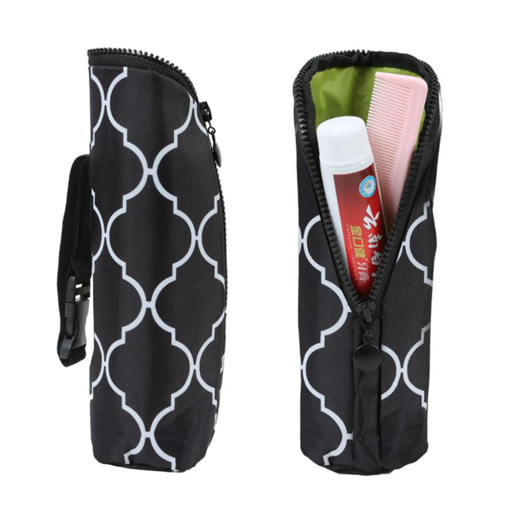 Baby Thermal Feeding Insulation Bottle Tote Stroller Hang Bags Black Check