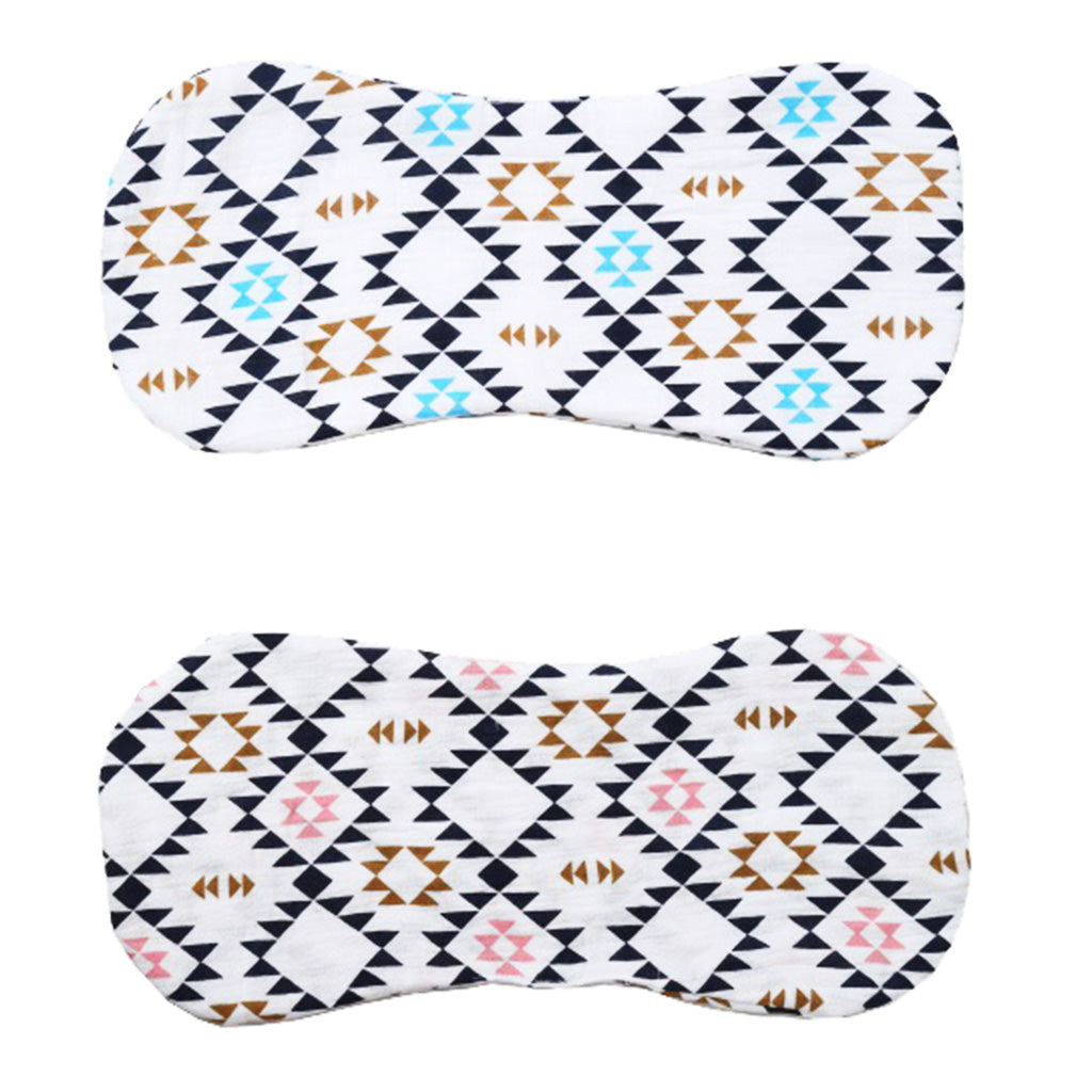 2 Pieces Baby Spit Sweat Towel Feeding Pad Geometric pink and Geometry blue