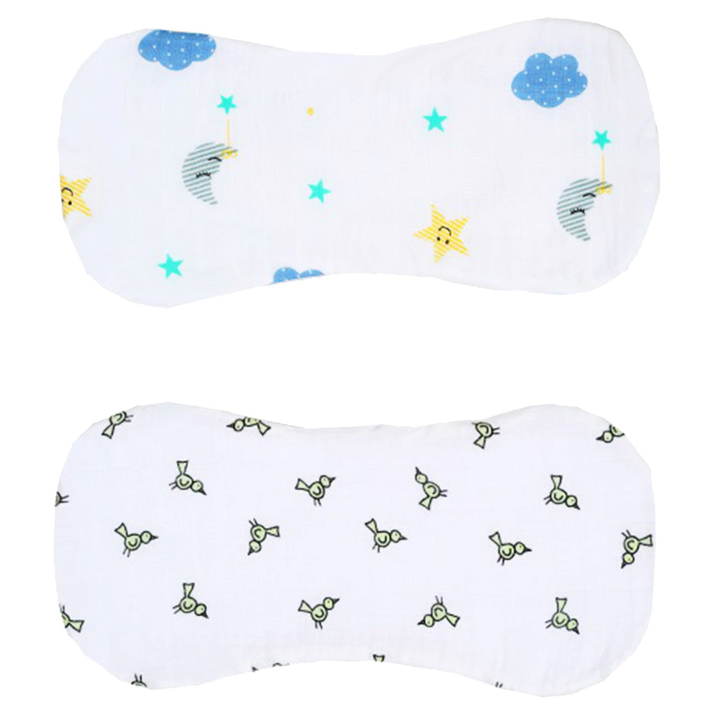 2 Pieces Baby Spit Sweat Towel Feeding Pad Green bird and Cloud