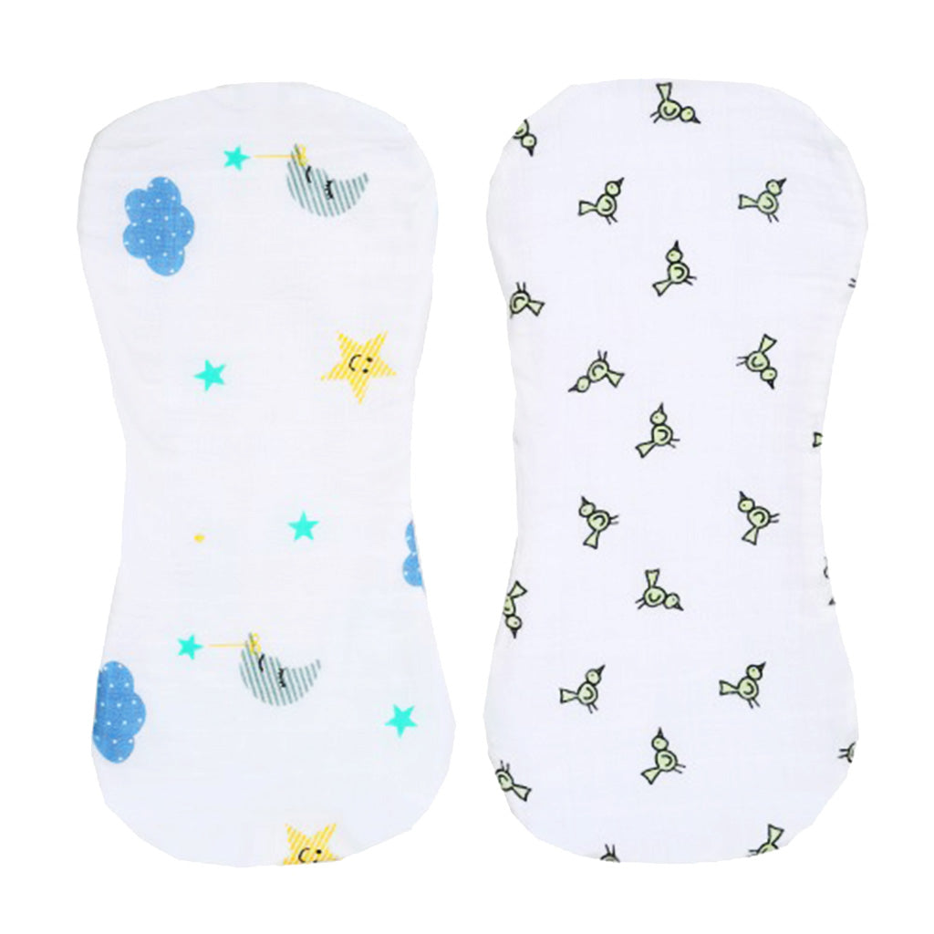 2 Pieces Baby Spit Sweat Towel Feeding Pad Green bird and Cloud