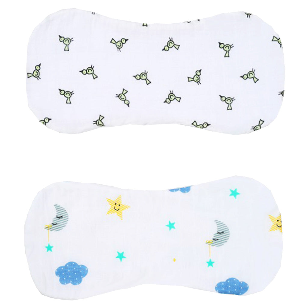 2 Pieces Baby Spit Sweat Towel Feeding Pad Green bird and Cloud