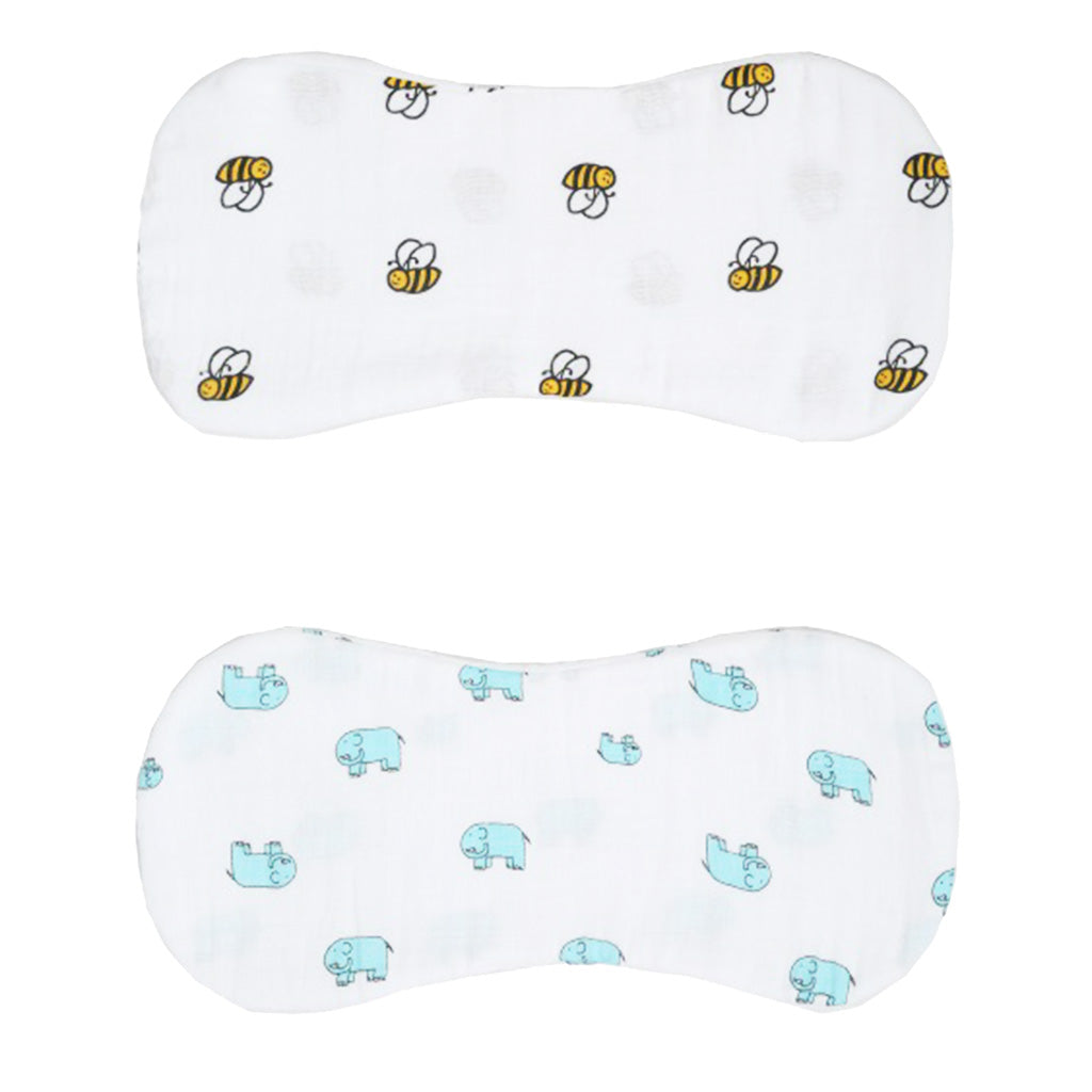 2 Pieces Baby Spit Sweat Towel Feeding Pad Green elephant and Bee