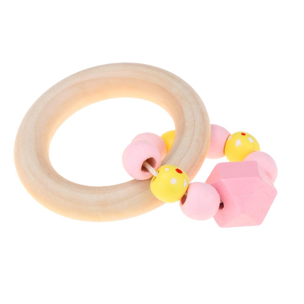 Wooden Teether Nature Baby Teething Toy Organic Wood Gift Round