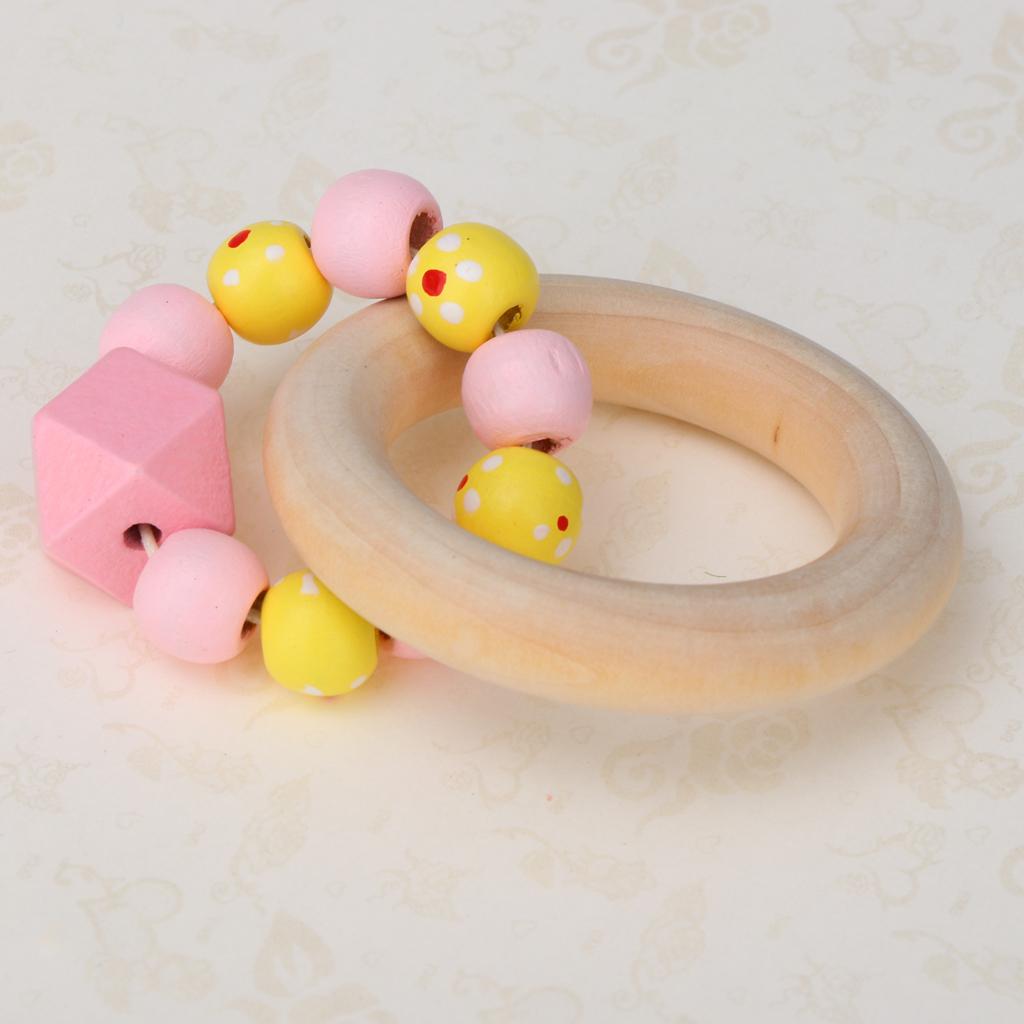 Wooden Teether Nature Baby Teething Toy Organic Wood Gift Round