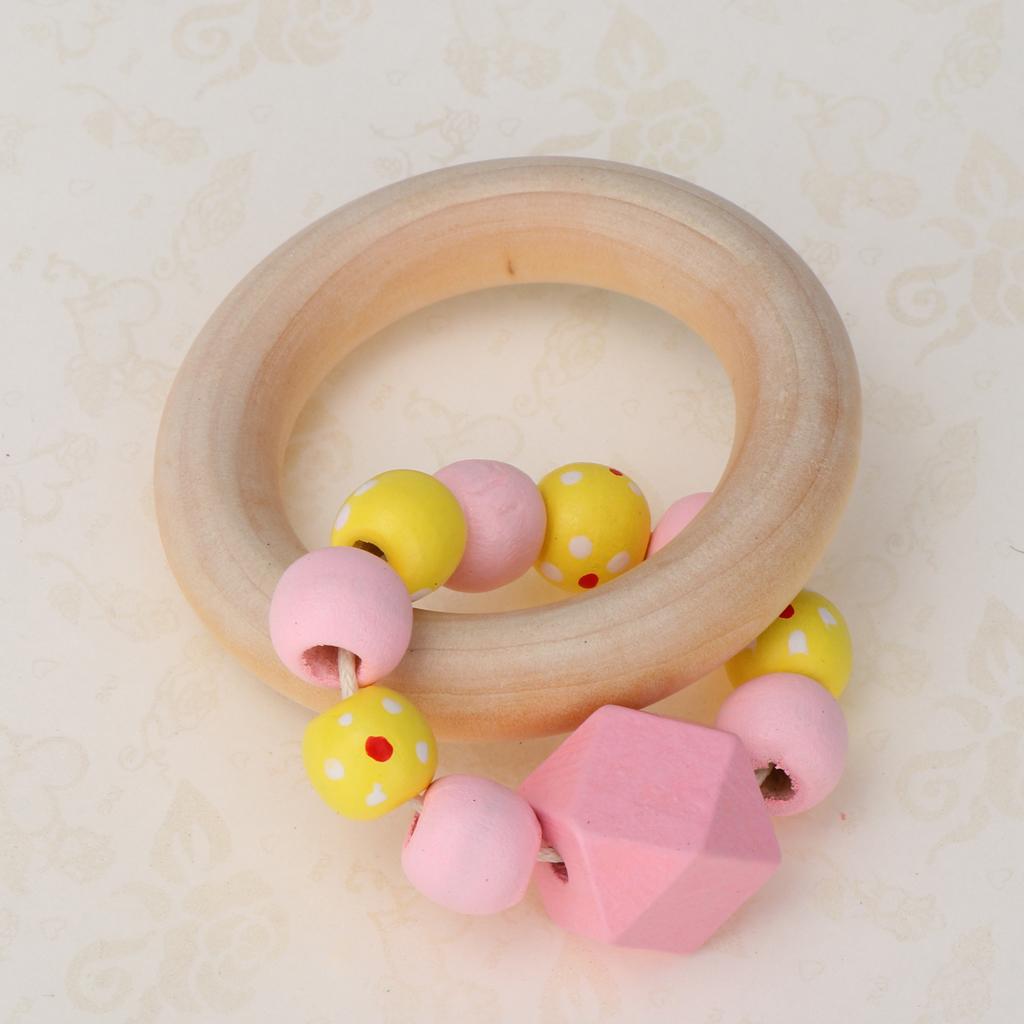 Wooden Teether Nature Baby Teething Toy Organic Wood Gift Round