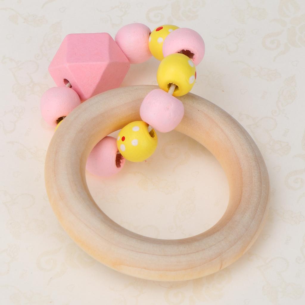 Wooden Teether Nature Baby Teething Toy Organic Wood Gift Round