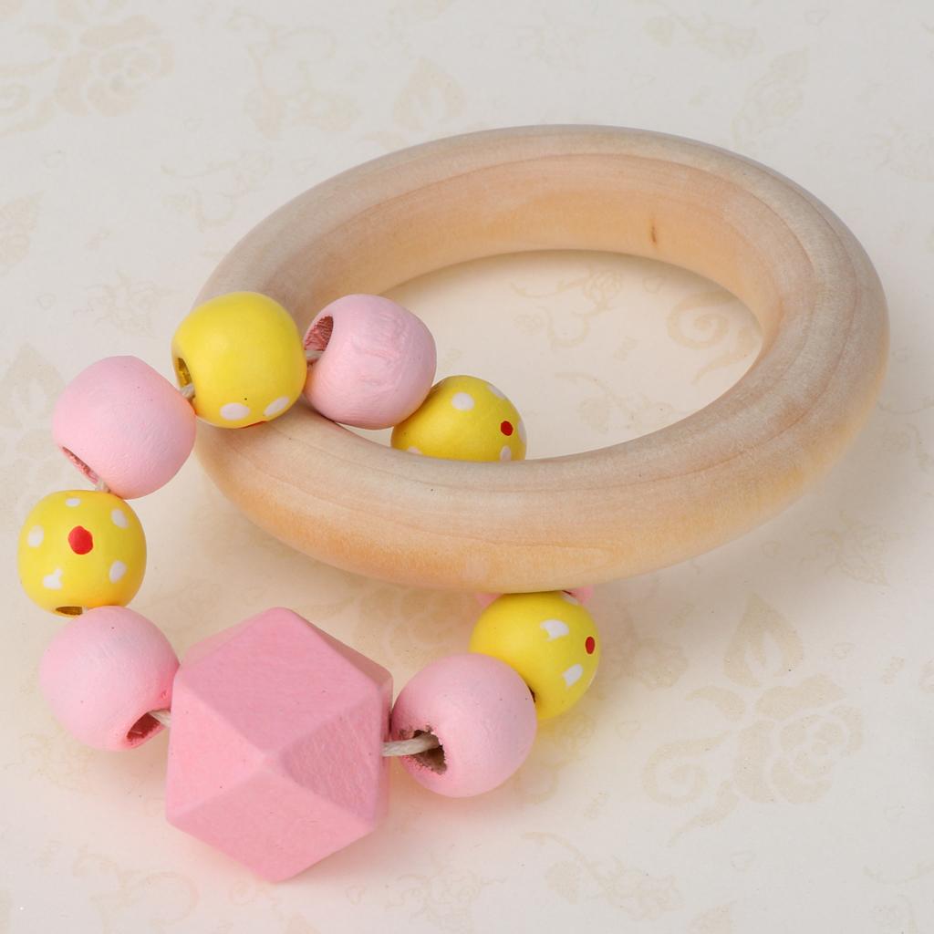 Wooden Teether Nature Baby Teething Toy Organic Wood Gift Round