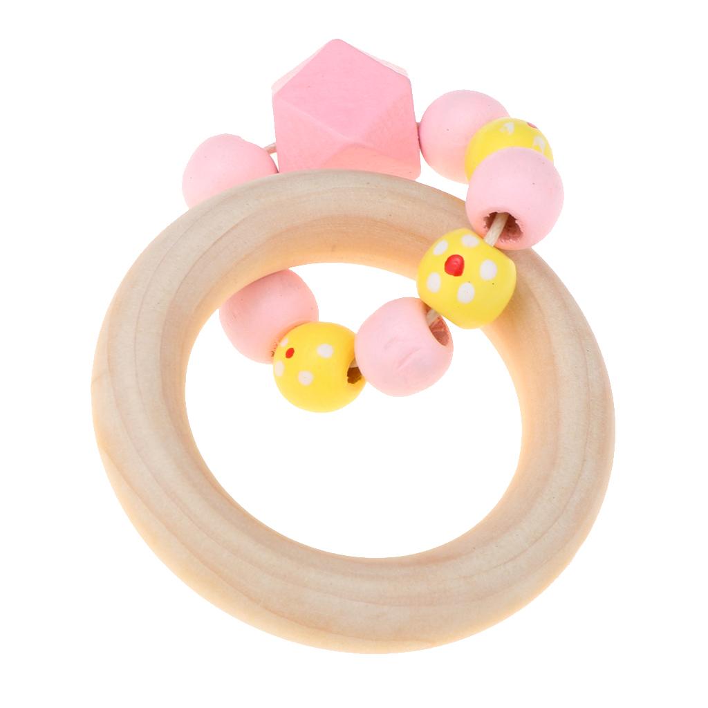 Wooden Teether Nature Baby Teething Toy Organic Wood Gift Round