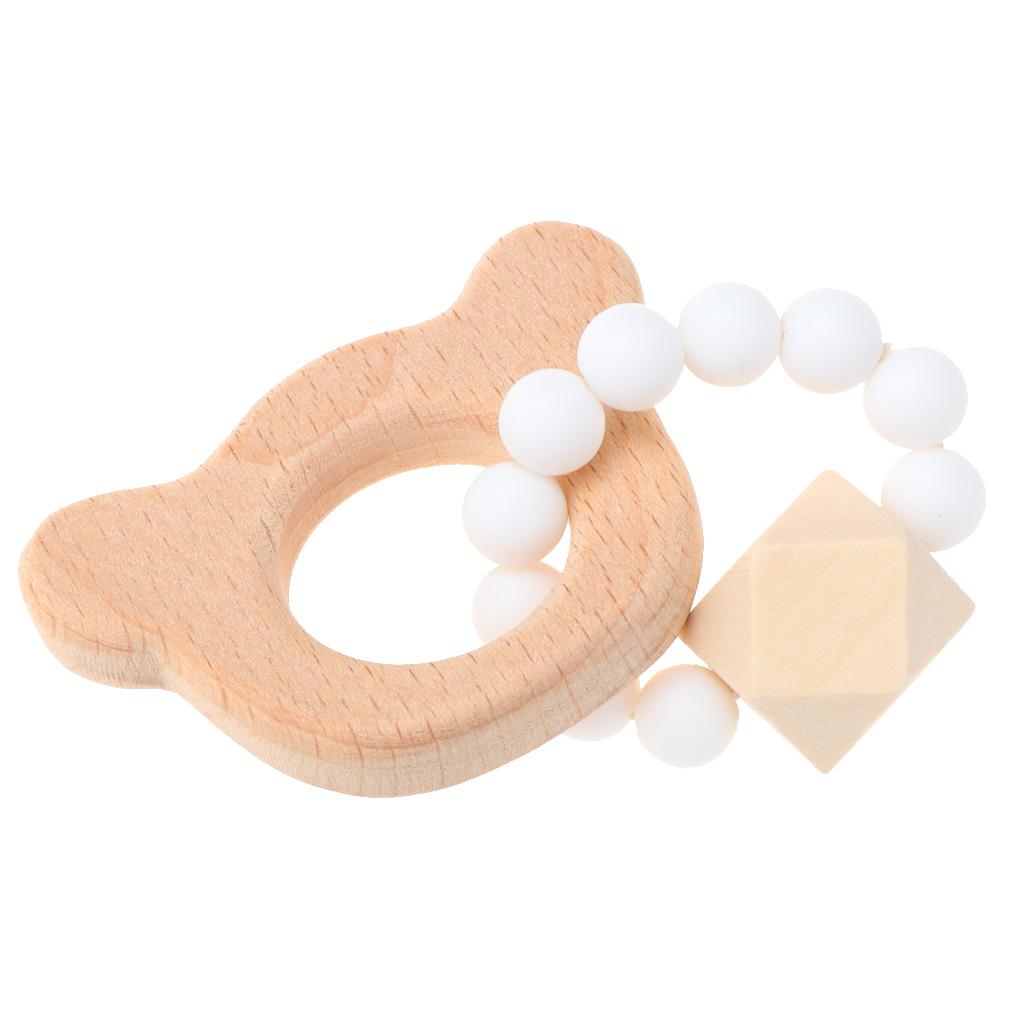 Wooden Teether Nature Baby Teething Toy Organic Wood Gift Bear