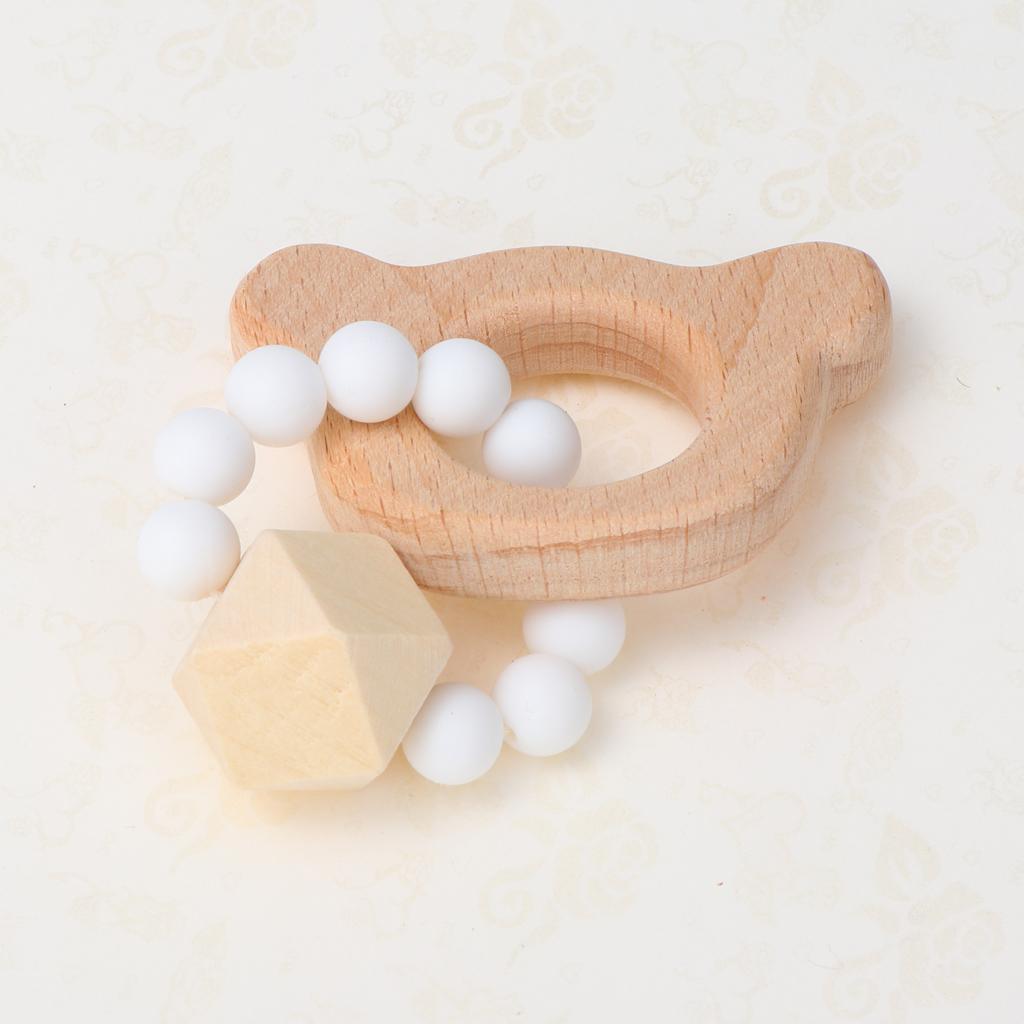 Wooden Teether Nature Baby Teething Toy Organic Wood Gift Bear