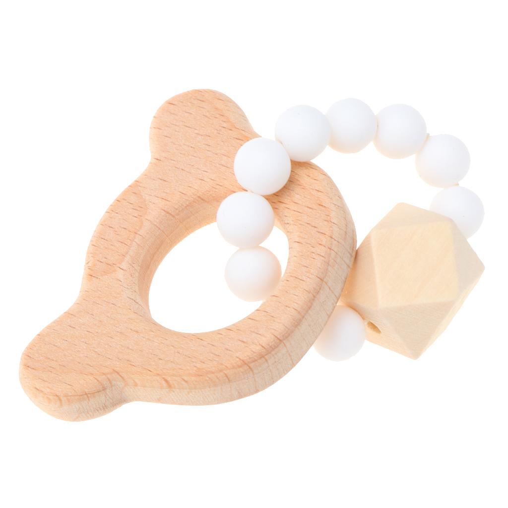 Wooden Teether Nature Baby Teething Toy Organic Wood Gift Bear