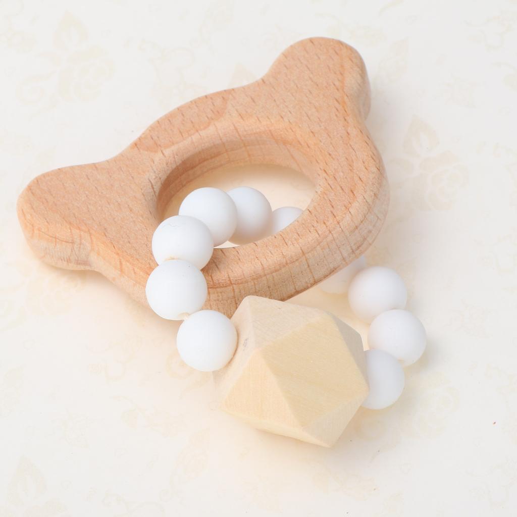 Wooden Teether Nature Baby Teething Toy Organic Wood Gift Bear