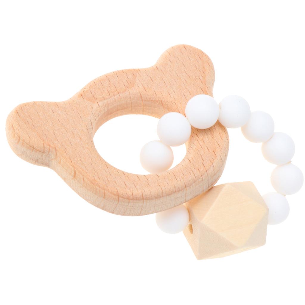 Wooden Teether Nature Baby Teething Toy Organic Wood Gift Bear