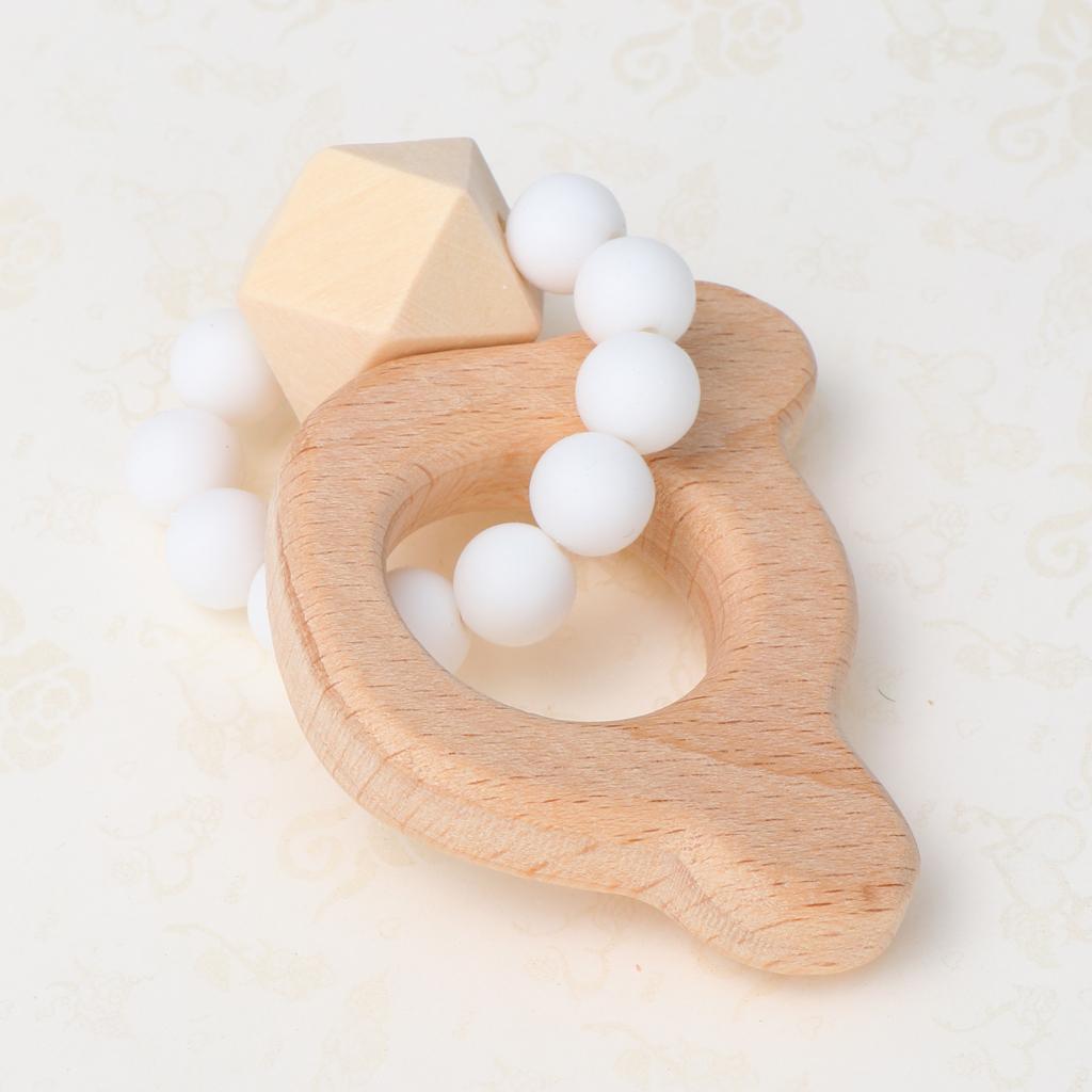 Wooden Teether Nature Baby Teething Toy Organic Wood Gift Bear