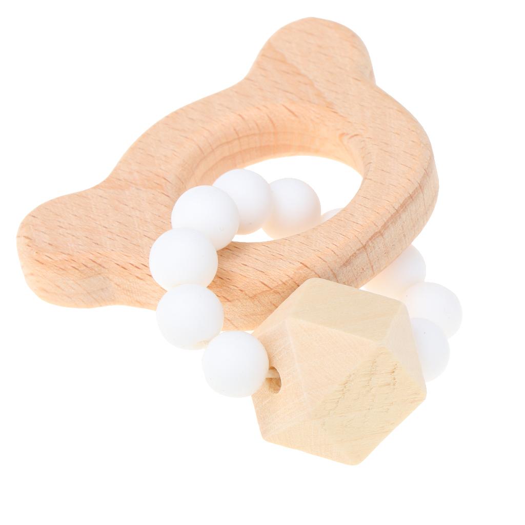 Wooden Teether Nature Baby Teething Toy Organic Wood Gift Bear