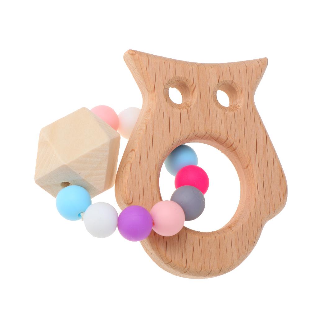 Wooden Teether Nature Baby Teething Toy Organic Wood Gift Owl