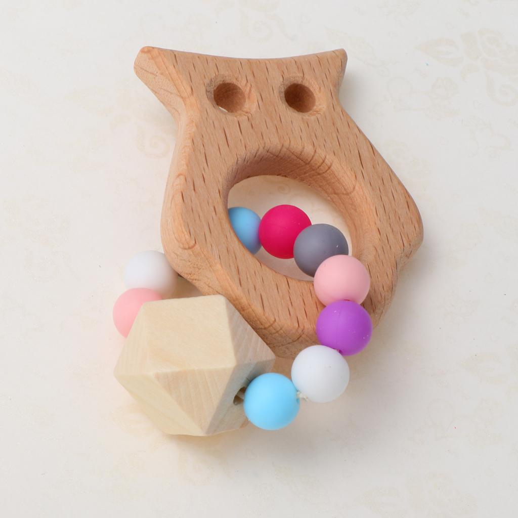 Wooden Teether Nature Baby Teething Toy Organic Wood Gift Owl