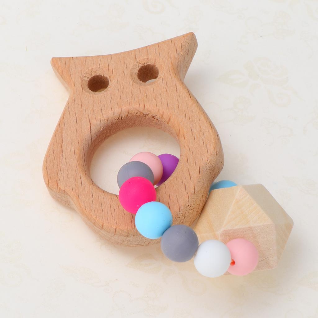 Wooden Teether Nature Baby Teething Toy Organic Wood Gift Owl