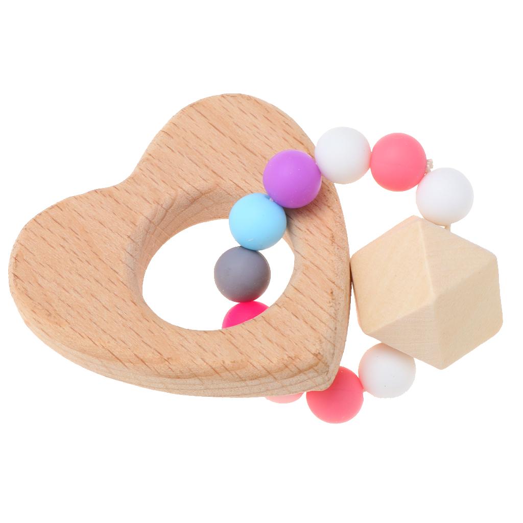 Wooden Teether Nature Baby Teething Toy Organic Wood Gift Heart