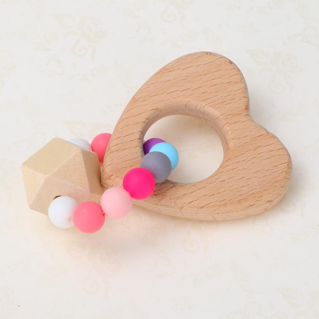 Wooden Teether Nature Baby Teething Toy Organic Wood Gift Heart