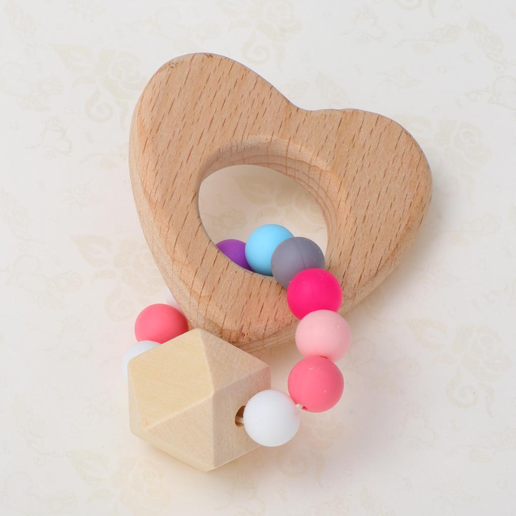 Wooden Teether Nature Baby Teething Toy Organic Wood Gift Heart